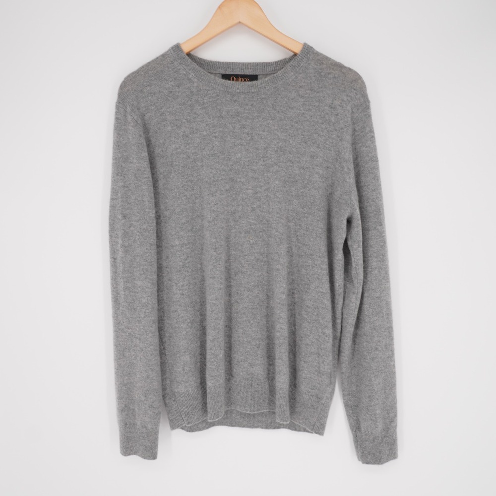Quince 100% Mongolian Cashmere Crew neck Sweater Mens M Gray Classic Luxury